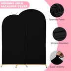 Wedding Arch Covers Arch Backdrop Cover Arch Stand Covers 7.2FT 6FT Set of 2 Arch Cover Spandex Fabric Stretchy Backdrop for Wedding Birthday Party Decoration Baby Shower (Black, Cover Only)