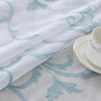 Floral Embroidery Sheer Curtains Blue 45 Inch Length, Vintage Rod Pocket Voile Drapes for Living room, Bedroom, Window Treatments Semi Crinkle Curtain Panels for Villa, Parlor, Set of 2, 52"x 45".