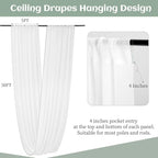 6 Panels White Wedding Ceiling Drapes 5ftx50ft Ceiling Drapes Chiffon Fabric Arch Draping Sheer Curtains Soft Drapery Draping Wedding Ceiling Decorations for Party Ceremony Stage Swag