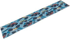 Monster Truck Table Runner,for Kids Boys Cool Colorful Cartoon Blue Cars Pattern Print Tablecloth Burlap for Hotel Indoors Outdoor Dining Room Kitchen Home Decor,W13X L60 in