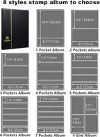 MUDOR Stamp Collecting Album, 6 Rows Pockets Stamp Book for Collectors, 10 Sheets Stamp Stockbook