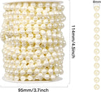 [47Feet] Pearl Beads Garland, 8MM 15.7 Yards Faux Pearl Beads String Roll Bulk for DIY Craft Wedding Party Christmas Tree Decoration