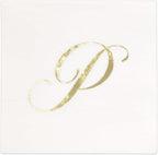 Gift Boutique - 100 Gold Monogram Cocktail Napkins Letter P Disposable Paper Pack Elegant Metallic Golden Foil Hand Napkin for Powder Room Wedding Holiday Birthday Party Baby Shower Decorative Towels
