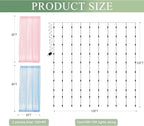 Tulle Backdrop Curtain with Lights String 10FT X 8FT Pink and Blue Sheer Tulle Backdrop Curtains for Wedding Birthday Party Reception Photo Booth Background Decorations (2 Panels 5x8FT)