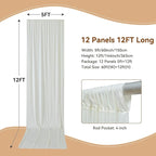60×12ft Wrinkle Free Ivory Backdrop Curtain for Wedding Parties, 12 Panels 5×12ft Long Soft Silky Polyester Backdrop Drapes Cream Photo Back Drop Curtains for Party Photography Background Cloth