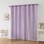 Ombre Rainbow Blackout Curtains for Kid Girls Bedroom Living Room Darking Stripe Double Layer Star Cut Out Wall Home Decor Gradient Grommet Window Curtains (Purple 84L)
