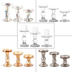 3-Piece Set of Glass Candlestick, Crystal Candlestick Holder Holder and Conical Candle, Christmas Candle Holder Decoration, Family Living Room Wedding Candle Holder (7 Colour)