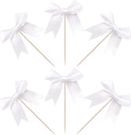 24 PCS Bow Cupcake Toppers Bowknot Cake Toppers Bow Cupcake Picks Bowknot Birthday Party Decorations Bow Cake Dessert Picks for Wedding Bridal Engagement Baby Shower Birthday Party Supplies White