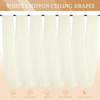 6 Panels Ivory Ceiling Drapes for Wedding 5ftx30ft Sheer Drapery Chiffon Fabric Arch Draping Curtains for Party Ceremony Birthday Baby Shower Reception Stage Ceiling Decorations