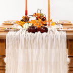 Ivory White Cheesecloth Table Runner 10 Pack Fall Table Runners Boho Gauze 120 Inches White Cheese Cloth Fall Table Decorations for Thanksgiving Weddings Bridal Baby Shower