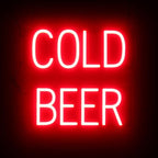 SpellBrite COLD BEER Sign | Beer-Related Sign with Neon Look, Red LED Light Source | 16.8" x 15.0"