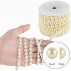 Half-Round Pearl Bead Garland String 11 Yards, 10MM Flat Pearl Beaded Spool Roll Crafts for Wedding Party Decoration (Ivory)