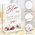 Bloom Flower Bar Sign for Wedding Bridal Shower Bouquet Bar Decor Sign Stuff Acrylic Arch Wedding Bridal Shower Baby Shower Welcome Table Signs for Ceremony and Reception 7 x 5 Inches
