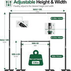 FUDESY Pipe and Drape Backdrop Stand Kit, 10x10ft Heavy Duty Backdrop Stand Adjustable Background Frame with Metal Base for Photography Wedding Parties Events Decoration, Black