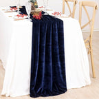 MLMC 2 Pack Navy Blue Velvet Table Runner 10ft Luxury Deep Blue Velvet Fall Table Runner 20x120 Inches for Wedding Reception Bridal Shower Party Birthday Events Decor