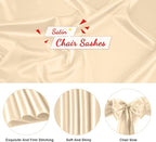 Satin Chair Sashes Bows Universal Chair Ribbon Ties Back Sash for Wedding Party Reception Events Banquets Hotel Event Chair Cover Decoration (7x108 inch) (100, Champagne)