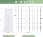 Tulle Backdrop Curtain with Lights String 30 X 8FT White Sheer Tulle Backdrop Curtains for Wedding Birthday Party Reception Photo Booth Background Decorations (6 Panels 5x8FT)