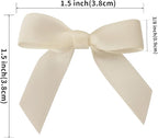50pcs 1-1/2" Mini Satin Ribbon Bows Without Twist Ties for Crafts Gift Wrapping Packing Christmas Decoration (1.5"-Ivory)