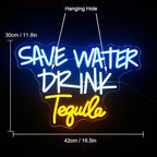 Save Water Drink Tequila Neon Sign Led Neon Lights for Wall Decor Usb Light Up Signs for Home Beer Bar Bedroom Restaurant Man Cave Cafe Bistro Club Party Decorations Gift