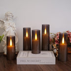 Flameless LED Candles, Upgraded Realistic Flickering Flame Battery Operated Candles with Remote Timer, Acrylic Electric Set of 5 for Romantic Ambiance and Home Decoration（Grey）