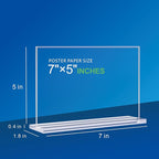 Acrylic Sign Holder 7x5, 6 Pack Clear Double Sided Table Sign Holder Horizontal Picture Frame Desktop Display Stand Plastic Paper Holder Table Tent Suitable for Restaurants Office Store Show Fair