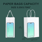 METRONIC Kraft Paper Gift Bags with Handles 5.25x3.75x8 Inch 20000 Pack | Christmas, Birthday Party Favors, Retail Shopping, Small Business Bulk | White Gift Wrap Bag