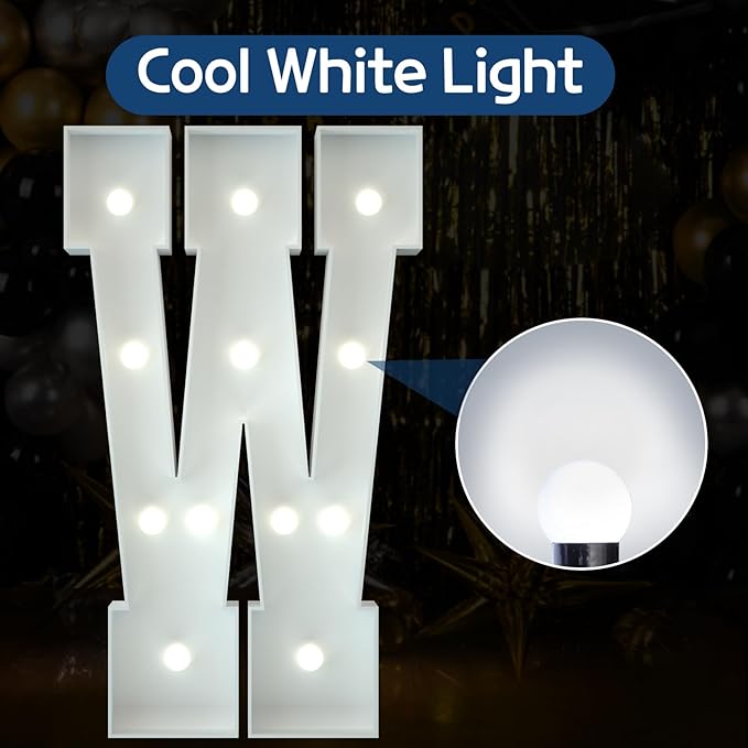 Marquee Letters 4 Feet Tall Large Light Up Letters Baby Shower Decorations Wedding Engagement Proposal White Party Decorations Marry Me Sign Big Cardboard Backdrop W
