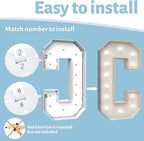 4FT Marquee Light Up Letters C,Party Decoration Large Marquee Light Up Letters with Weighted Water Bag,Pre-cut Foam Board Set Can Be Used for Birthdays,Weddings,Baby Anniversaries
