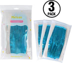 Foil Fringe Curtains Party Decorations - Melsan 3 Pack 3.2 x 8.2 ft Tinsel Curtain Party Photo Backdrop for Birthday Party Baby Shower or Graduation Decorations April fool's Day Decorations Teal