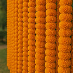 Marigold Garlands for Decorations - Wedding, Halloween, Day of The Dead Pack of 5 - Indian Decor for Pooja, Flower Garland for Decoration (4 to 4.5 Ft) Hashcart®