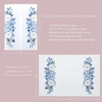 PONATIA 50PCS Vellum Jackets for 5x7 Invitation Cards- 135GSM Dusty Blue Flowers Sleeves, Vellum Paper 5x7 Jackets - Wedding Invitations Wraps - Transparent Card