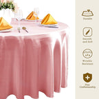 fani 6 Pack 108 Inch Rose Gold Round Tablecloth - Premium Silky Satin Tablecloth Overlay Smooth Fabric Table Cover Linens, Table Decoration for Wedding Party Banquet Events Restaurant Kitchen Dining