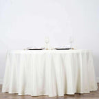 Efavormart Round Tablecloth, 132 Inch Stain & Wrinkle Resistant Washable Table Cloth, Decorative Polyester Fabric Table Cover for Banquet, Wedding, Dining- Ivory
