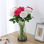 Artificial Rose 10pcs Open Flower Bouquet Faux Rose Stems for Wedding Arrangement, Bridal Bouquet, Centerpiece, Fake Faux Silk Flowers (Hot Pink)