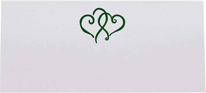 Linked Hearts Place Cards, Hunter Green (Choose Color), Set of 150, Pre-cut and Scored - Wedding, Party, Dinner, and Special Events - Made in the USA