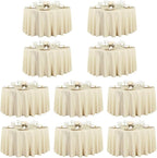 LTC LINENS 10 Pack 120 Inch Round Tablecloth Beige for 60 Inch Round Table - Bulk Round Table Cover - Washable, Wrinkle Resistant Polyester Fabric Cloth for Wedding, Party