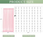 Tulle Backdrop Curtain with Lights String 10FT X 8FT Pink Sheer Tulle Backdrop Curtains for Wedding Birthday Party Reception Photo Booth Background Decorations (2 Panels 5x8FT)