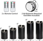 Amagic Black Halloween Flameless Candles with Remote, Waterproof Outdoor Candles Battery Operated with Timer, Plastic Flickering LED Pillar Candle for Holiday, Theme Party, Pumpkin Decor, Set of 5