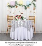 ShinyBeauty Sequin Tablecloth 36x36-Inch-Silver Square Glitter Table Cover Silver Table Cloths for Parties-190626J