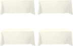 BRILLMAX 4 Pack Ivory Tablecloths for 6 Foot Rectangle Tables 90 x 132 Inch - 6ft Rectangular Bulk Linen Polyester Fabric Washable Cloth Cover for Wedding Reception Banquet Birthday Party