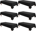 VidaFete Tablecloth 60 * 120nch 6pack Rectangle Table Cloth Polyester, Stain Wrinkle Resistant Dining Table Cover for Kitchen Dinning Party Wedding Rectangular Tabletop Buffet Decoration(Black)
