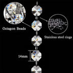 Crystal Acrylic Gems Bead Garland Strands, KinHom 16 Feet Hanging Clear 14mm Daimond Beads Chain Garlands for Manzanita Tree Centerpiece, Chandelier Bead Lamp Chain, Christmas/Wedding Party Decoration