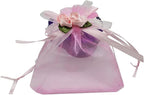 Ankirol 50pcs Sheer Organza Favor Bags For Wedding 3.8x4.8'' Gift Bags Samples Display Drawstring Rose Pouches (pink)