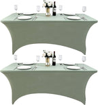 121 2-Pack 6ft Spandex Table Covers for Rectangle Standard Folding Tables - Wrinkle Resistant Stretch Tablecloths - Ultimate Fitted Table Protector for Parties, Banquet, and Wedding
