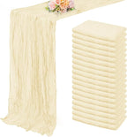 10FT 20 Pack Beige Cheesecloth Table Runner 20 x 120 Inch Long Rustic Gauze Fabric Cheese Cloth Table Runner for Wedding Bridal Baby Shower Table Decorations Boho Sheer Birthday Party Table Decor