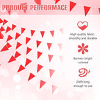 Tatuo 200 Feet Solid Pennant Banners Flags String Triangle Hanging DIY Bunting Flags Party Decorations for Grand Opening Party Banners for Kids Birthday, Shops (Red)