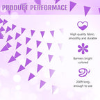 Tatuo 200 Feet Solid Pennant Banners Flags String Triangle Hanging DIY Bunting Flags Party Decorations for Grand Opening Party Banners for Kids Birthday, Shops (Purple)