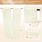 4 Panels Ivory Ceiling Drapes for Wedding 5ftx30ft Sheer Drapery Chiffon Fabric Arch Draping Curtains for Party Ceremony Birthday Baby Shower Reception Stage Ceiling Decorations