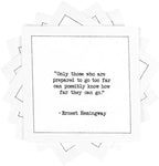 Five Star Napkins Hemingway Quotes, White Cotton Cocktail Napkins, Beverage Napkins, Bar Napkins, Cloth Napkins, Party Napkins, Events, Holidays, Weddings, Birthdays, Disposable, 4.5" x 4.5"- (50x)
