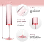 50 PCS Pink Champagne Flutes Plastic 5.4 OZ Clear Acrylic Champagne Flutes Sparkling Wine Glasses Wedding Table Decorations Reusable For Valentines Toasting Engagement Party Supplies (Pink, 50 Pack)